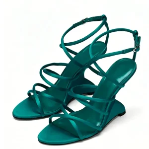 Custom Heels Styles Women Open Toe Pumps High Wedge Heeled Cross Strap Sandals Dress Ankle Buckle Shoes