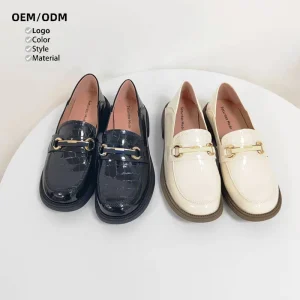 Custom High Quality Women’s Genuine Split Leather Shoes Square Heels Loafers Dress Derby Shoes