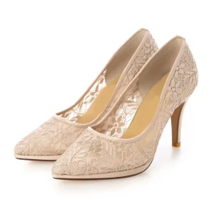 Custom Lace Women’s Stiletto High Heel Pumps Comfortable Slip on Bridal Dress Shoes