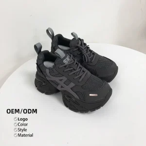 Custom Lace up Breathable Women’s Sneakers High Quality Thick Sole Height increasing Sporty Casual Shoes for Women