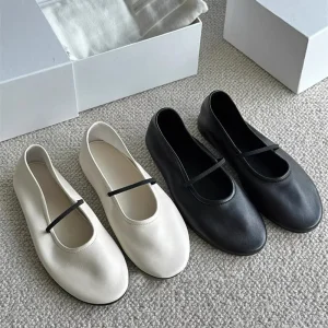 Custom Ladies Ballet Shoes Round Close Toe Casual PU Leather Mary Jane Soft Low Heel Women’s Shoes Flat Shoes