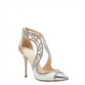 Custom Ladies Wedding Shoes White Leather 10/12cm Stiletto Women Bridal Heels With Crystal