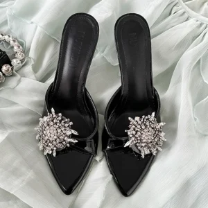 Custom Leather High Heels Shoes for Women Sandals Luxury Silvery Wedding Bride Ladies and Chaussures Pour Femmes