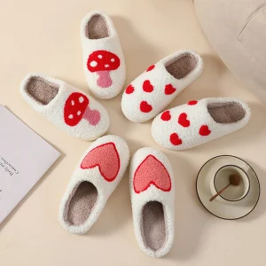 Custom Logo Autumn Winter Home Soft Smile Happy Face Indoor Bedroom Thick Bottom Memory Foam Plush Slippers