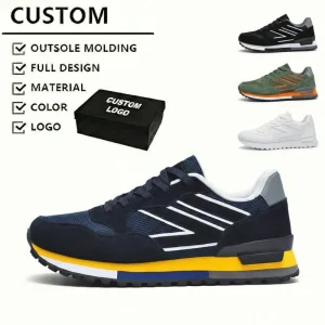 Custom Logo High Quality Breathable Mesh Running Shoes Durable Rubber Sole Fashion Trendy Walking Sneakers For Men