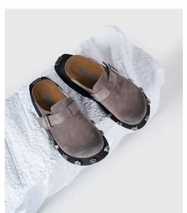 Custom Logo Ladies Clog Shoes Birken Style Suede Leather 4cm Thick Bottom Women High Mule Clogs With Rivet