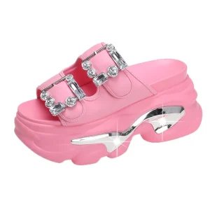 Custom Logo Purple Fashion Metal Buckle Women’s Wedges Sandals Designer Ladies Platform Sandals
