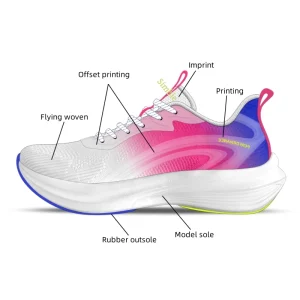 Custom Logo Running Shoes Women High Quality Fly Woven Breathable Women’s Sneaker Walking Style Shoes