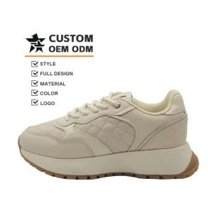 Custom Logo Women’s Trainer Sneakers Comfortable Breathable Cushioning Lace Up Design for Spring Summer Seasons