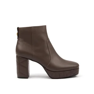 Custom Logo Women’s Vintage Design Platform Ankle Boots with Chunky Heel Stitched Leather for Summer and Autumn