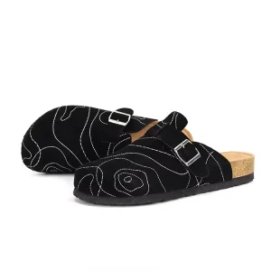 Custom Logo Women’s Winter Cow Suede Anti Slip Soft Slip on Fashionable Flat Mule Loafers Slippers