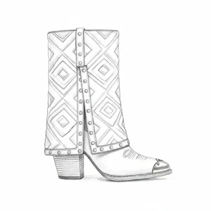 Custom Manufacture Vintage Western Geometric Metal Rivet Silver Steel Toe Cap Block Heel Cowboy Cowgirl Boots