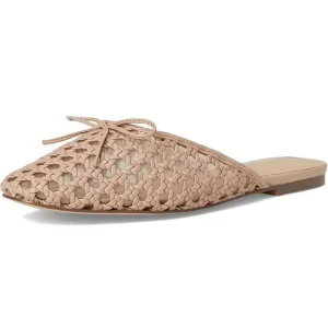 Custom New Fashion Sexy Round Toe Simple Mesh Bow Slippers Mules Nude Summer Flat Sandals for Women
