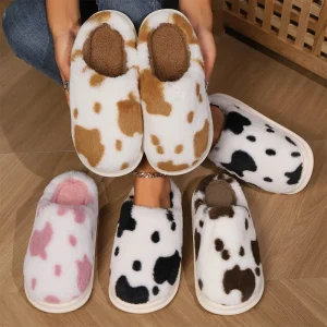 Custom New Open Toe Fashion Fur Women’s Shoes Slippers Flat Heart Printed Indoor Outdoor Fuzzy Ladies Slipper