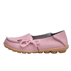 Custom OEM China Large Size Women’s Genuine Leather Loafer Moccasins Nurse Mom Flat Shoes Women Girl Casual Leather Shoes Lady