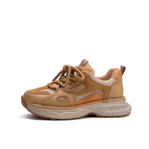 Custom OEMODM Women’s Leather Sneakers Genuine Leather Lace Up Fashion Shoes Thick Platform Sole Breathable Elevator Shoes