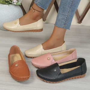 Custom Plus Size Women’s Flat Loafers Lightweight Slip On Moccasins PU Leather Casual Walking Shoes for Ladies