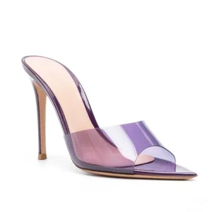 Custom Pointed Toe Unique Fashion Clear Mules for Ladies Summer Style