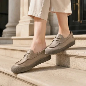 Custom Private Label Black Textured Leather Platform Moc Toe Lace Up Comfortable Women’s Casual Shoes