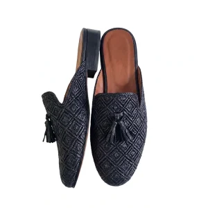 Custom Retro Bohemian Woven Tassel Flat Mules Shoes Men Slipper