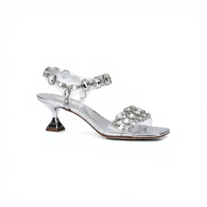 Custom Rhinestone Sandals Women’s Stilettos Open Toe Sliver Influencer High Heels Fairy Roman Shoes