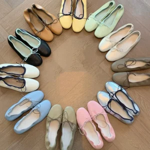 Custom Shoes Cute Multi colored Glittery Leather Ballet Flat Shoes with Bow Low cut Casual Women’s Shoes