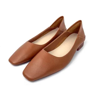 Custom Square Formal Loafers Korean for Women Leather Femmes Mules Soft Comfortable Flats Shoes Ladies