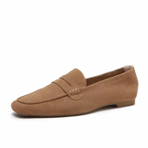 Custom Square Toe Soft Suede Leather Loafer Women’s Moccasin Slip-On Autumn Dress Shoes Breathable Anti-Slippery