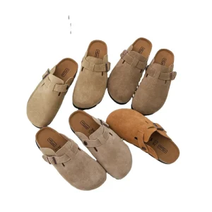 Custom Style Mens Mules Genuine Leather Upper Cork Foot-bed Genuine Leather Strong Arch Support