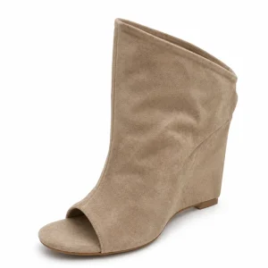 Custom Summer Open Toe Suede Sandals Shoes High Wedge Heels Ankle Boots Sexy Women’s V Shaped Cut Slip On Short Boots