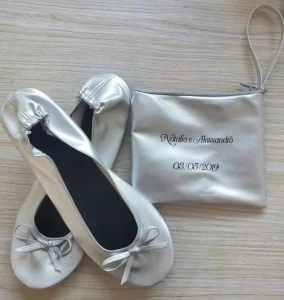 Custom Sweet Silver Ballet Flats with Slip On Closure for Wedding Gift Women’s Flat Shoes Winter Autumn Spring Summer Use