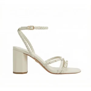 Custom White Braided Pearl Ankle Strap Block Heel Sandals Wedding Party Shoes Manufacturer
