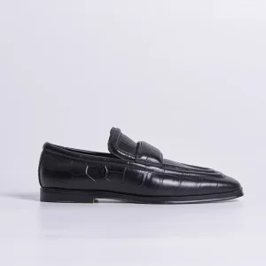 Custom Women Genuine Leather Black Formal Slip On Closed Toe Loafers All Seasons Fashion Trend Shoes
