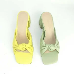 Custom Women Mules Knot Decor Mule Style Ladies Heeled Sandals
