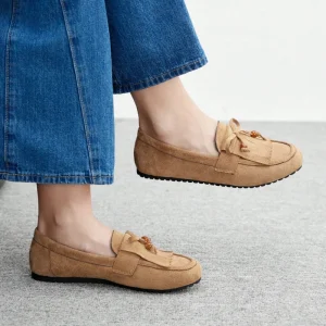 Custom Women’s Casual Fringe Design Flat Loafers Solid Round Toe Versatile Shoes for Daily Wear