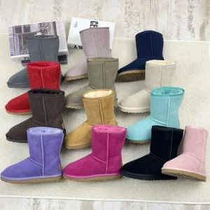 Custom Women’s Classic Outdoor Colorful Ankle Boots Cow Suede Sheepskin Fur Winter Warm Snow Boots for Women