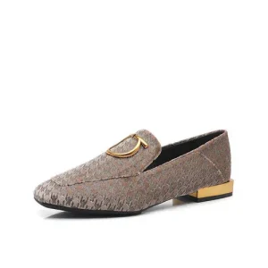 Custom Women’s Dress Shoes Pumps Low Heel Flat Leather Slip On with Straps Round Spring Season Two Way Wearing