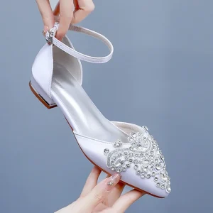 Custom Women’s Embroidered Wedding Pumps Luxury Flats Silk Satin Shoes for Parties Bride Dress Summer Spring Shoes