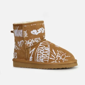Custom Women’s Fashion Classic Graffiti Mini Ankle Wool Cow Suede Snow Short Australia Sheepskin Fur Boots