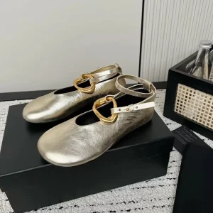 Custom Women’s Flat Ballet Shoes Custom Logo Gold Silver PU Leather Anti Slip Ballerinas for Summer for Girls