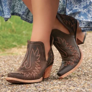 Custom Women’s Genuine Leather Embroidered Ankle Western Cowboy Boots Waterproof Pointed Toe Design