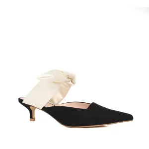 Custom Women’s Heel Shoes with Bow Satin Design High Quality Luxury Mules Light Weight Flat Heel Slipper Shoes New Design