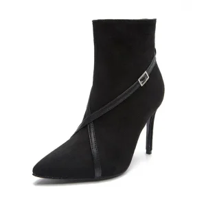 Custom Women’s High Heels Leather Boots Faux Suede Platform Boots with Pointed Head Design Western Style