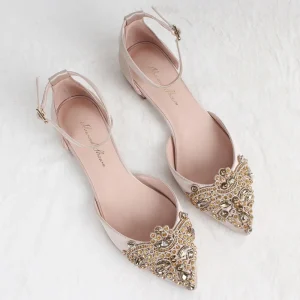 Custom Women’s High Quality Luxury Flat Party Wedding Pumps Embroidered Shoes From Factory Design for Bride Summer Spring