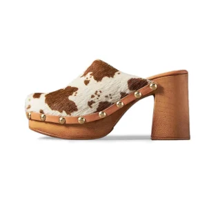 Custom Women’s Platform Slip on Clogs Mules Cork High Heel Round Toe Rivet Studded Sandals Comfy Indoor Shopping Shoes