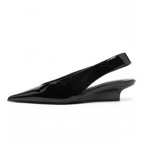 Custom Women’s Pointed Toe Back Strap Sandals Patent Shoes Low Wedge Heels Dress Summer Slingback Pumps