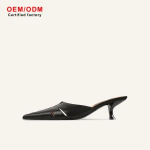 Custom Women’s Pointed Toe Backless Heels Genuine Leather Slides Sandals French Retro Style Formal Fashion Trend Mules