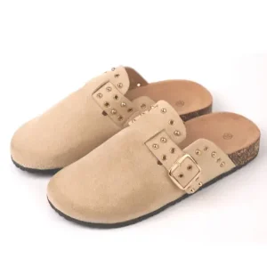 Custom Women’s Round Closed toe Cork Slippers Casual Birken Sandals Fashion Rivet Adjustable Strap Sandals for Outdoor