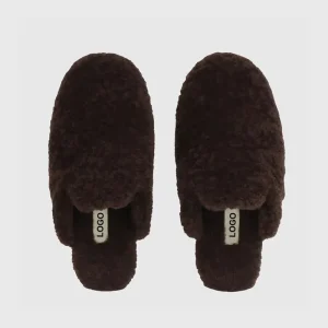 Custom Women’s Winter Closed Toe Flat Loafers Mule Fluffy House Shearling Wool Sheepskin Fur Slippers Real Fur Factory