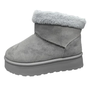 Custom Women’s Winter Snow Boot Flat Thick Waterproof Fashion Hard Wearing Suede Slip On Ankle Heel Boots Light Weight Anti Slip